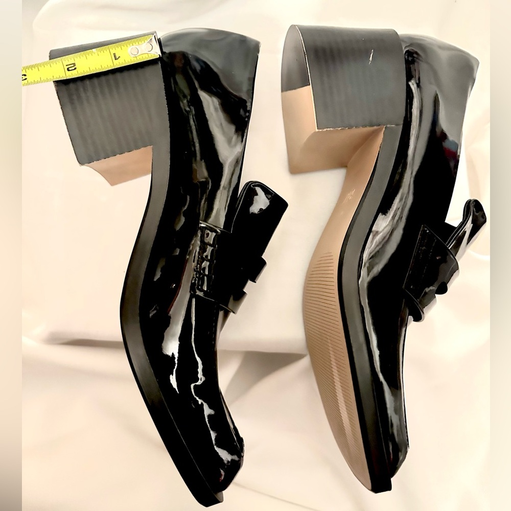 ZARA Black Patent Leather Loafers Block Chunky Heel NWOT | Women’s Size 40 - Picture 11 of 13